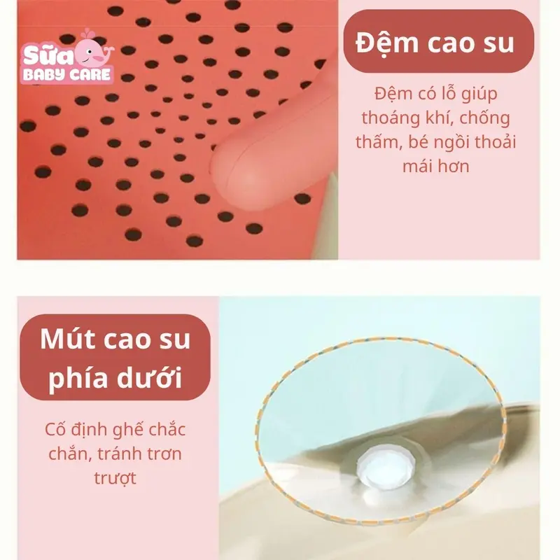 Ghế Ngồi Tắm Cho Bé Chống Trơn Trượt, Ghế Tập Ngồi Đa Năng Kèm Đế Hít, Bánh Xe 2