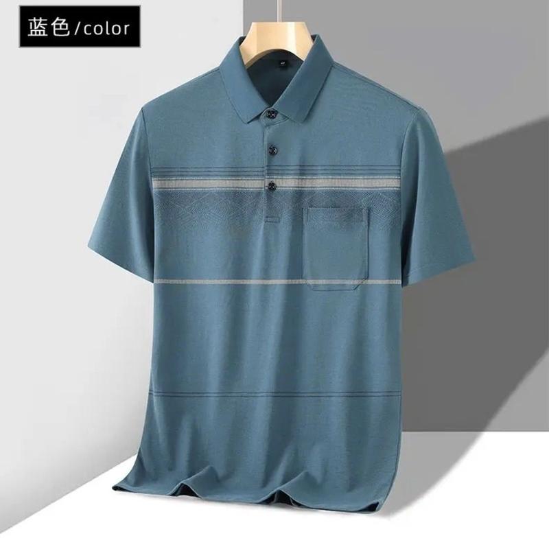 Áo Thun Cotton Ngắn Tay, Dành Cho Nam Trung Người Già, Có Túi, Thích Hợp Cho Mùa Hè, Áo Polo Thường Ngày Quần Áo Nam Trung Người Già Và Cao Tuổi, Quần Áo Hàng Đầu 0