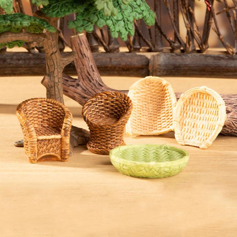 Mô hình bàn ghế tre, rổ tre, sọt tre size mini decor tiểu cảnh, trang trí nhà mô hình ( có clip thực tế ) 7