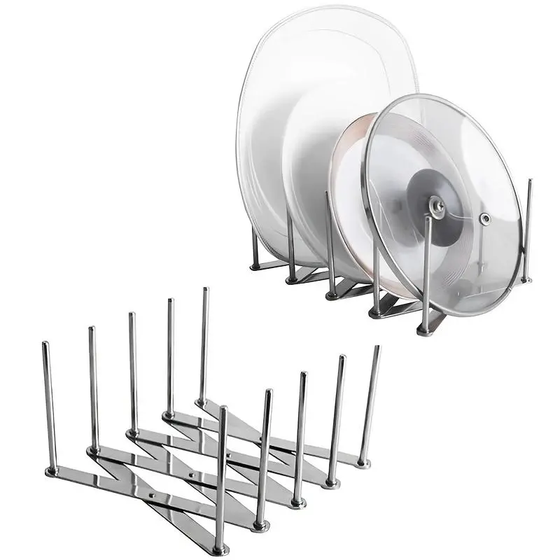 Pot Lid Organizer, 1 Count Retractable Pot Lid Holder, Adjustable Kitchen Drain Rack Storage Rack for Pots and Pans, Kitchen Utensils & Gadgets