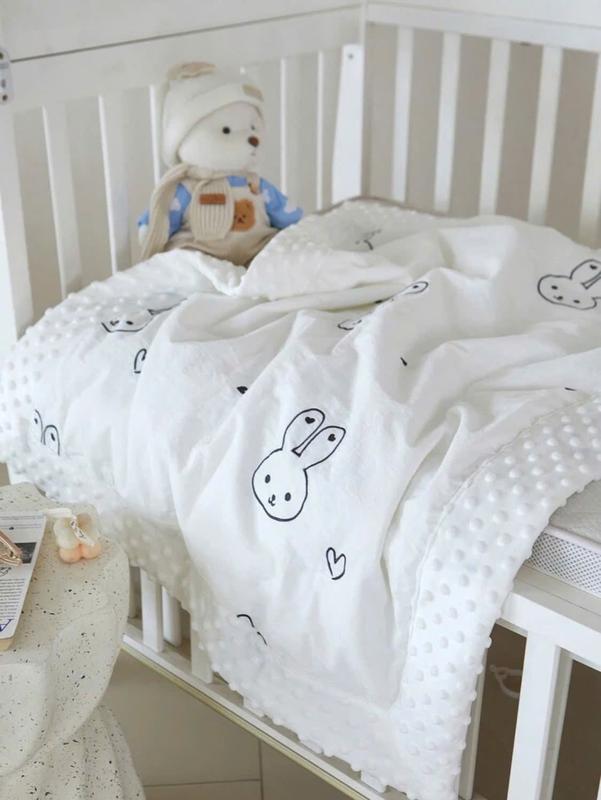 Chăn bông hạt đậu họa tiết gấu thỏ KT 70x90