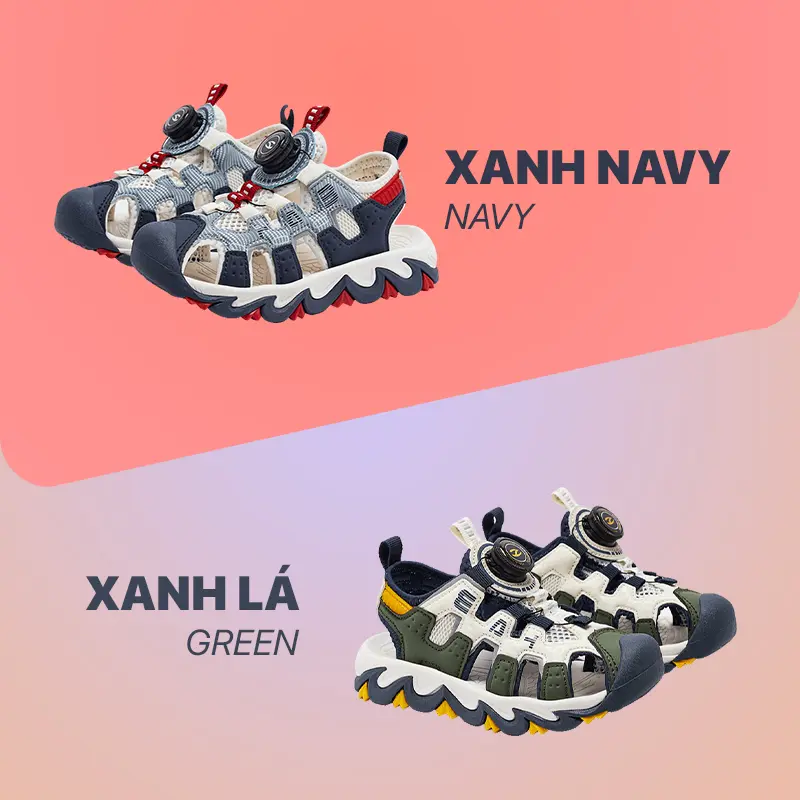 Giày Sandal Trẻ Em Ngăn Ngừa Chân Bẹt - Fandykids Hobibear Eva AU7880 - Đàn Hồi, Chống Trượt, Nâng vòm đế, Bít mũi, Lưới mesh - Bảo Hành Trọn Đời