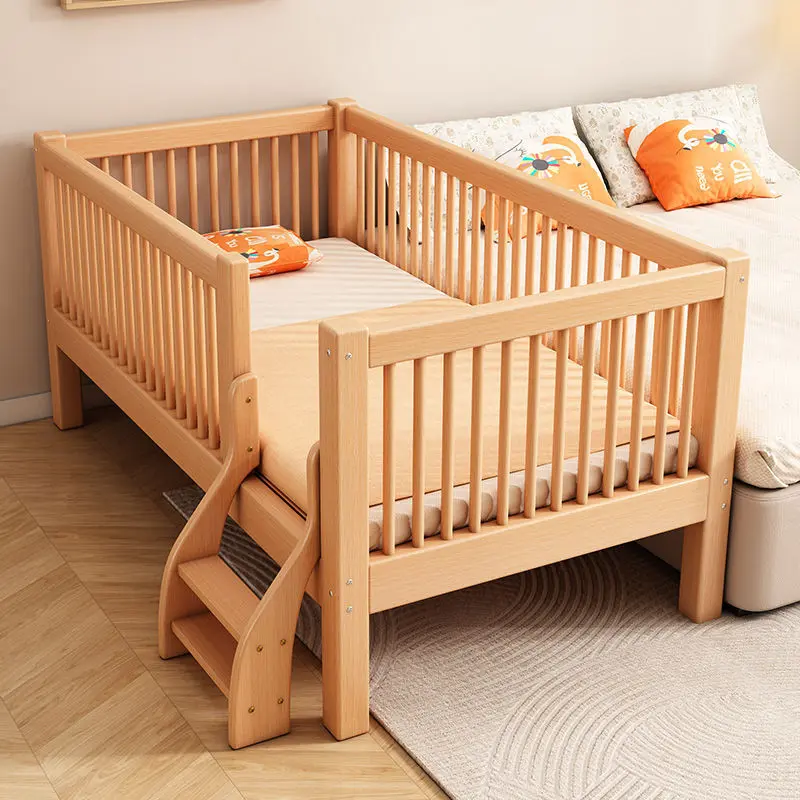 【SG Sellers】Baby Bed Baby Cot  Toddler Bed  Newborn Crib  Splicing Big Baby  Bed With Guardrail Children Solid Wood Children's bed  Children Bed Kids Bed  Bed Baby Bassinet