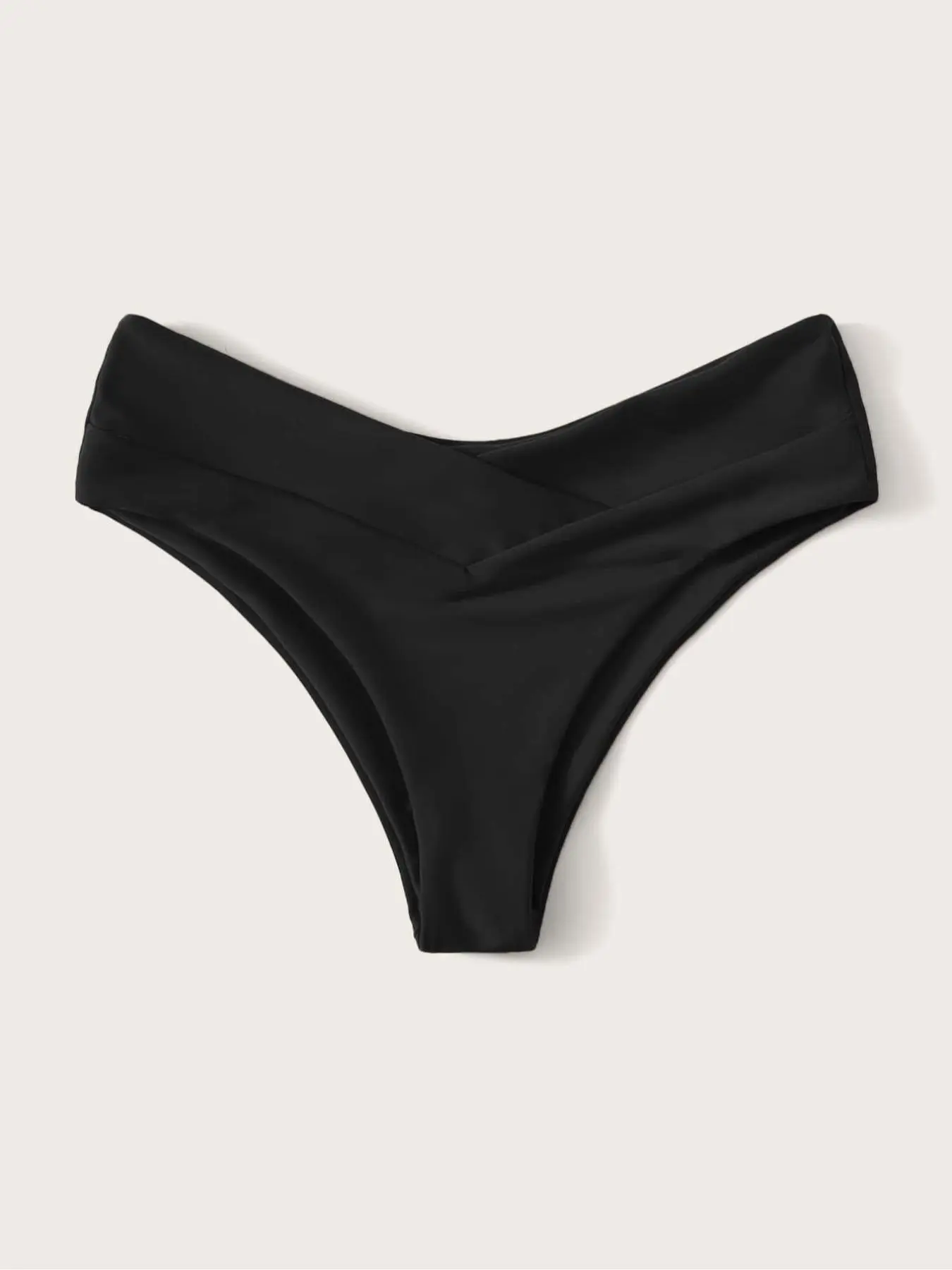 Women's Solid Cross Waist Bikini Bottom, Casual Comfy Breathable Swimwear Bottoms for Beach Holiday Vacation, Ladies Swimsuit for All Seasons Swimming