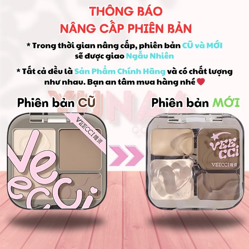 [Y232] Bảng Phấn Bắt Sáng Và Tạo Khối VEECCI - Tích hợp má hồng - Chống Nước, Lâu Trôi 2