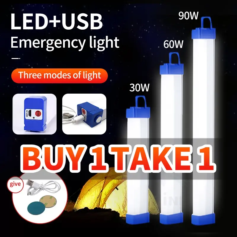 USB Light 30W 60W 90W LED Tube/USB Lamp Portable Led Rechargeable Light Outdoor Emergency LED Lights