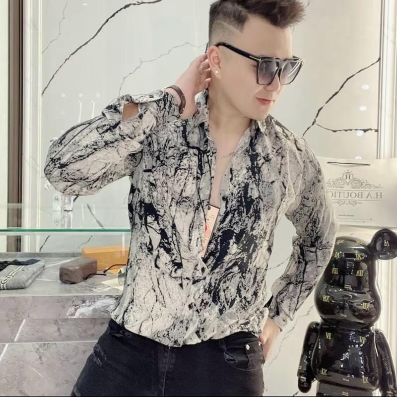 Áo Sơ Mi Nam Dài Tay Thiết Kế Họa Tiết Vân Đá Cao Cấp