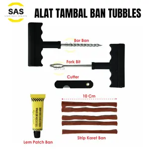 [SAS] Alat Tambal Ban Set 9pcs Tubles Tubeless Tembel Ban Bocor Motor Mobil Gagang Plastik Car