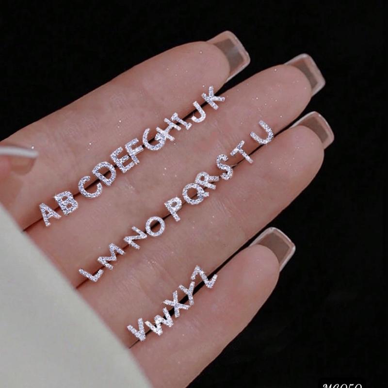 Khuyên tai bạc LoPa bông tai chữ cái nam nữ đeo thoải mái được đính đá lấp lánh nhẹ nhàng cá tính,Bạc LoPa ( Giá 1 chiếc)