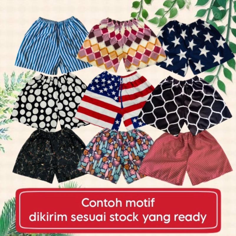 (PROMO 5PCS) Celana Pendek Boxer Dewasa Unisex Pria Wanita motif Katun shorts  Santai Surfing Distro 3