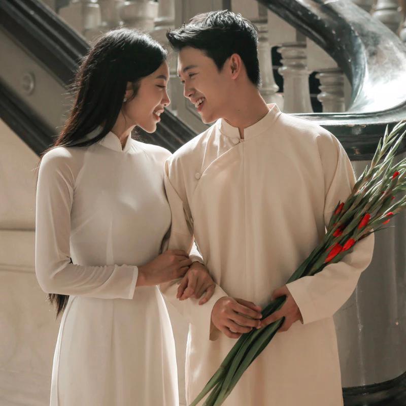  Áo dài cách tân Nam chất lụa vải Tây Thi cúc cài đẹp A25 