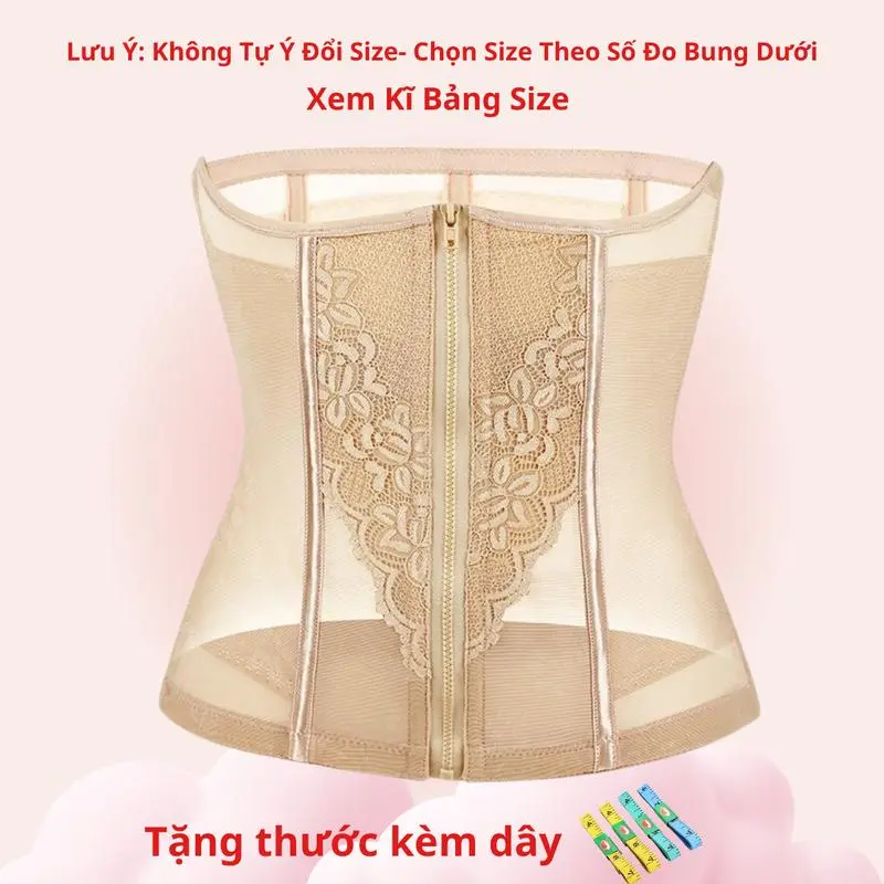 COD [Chọn size theo số đo vòng bung dưới] Đai Gen Kéo Khóa, Gen nịt bụng kéo khóa định hình chất liệu ren mặc thoáng mát