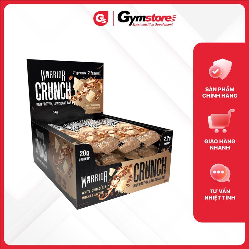Bánh ăn kiêng Protein Bar Warrior Crunch High Protein, Low Sugar Bar (12x64 grams) - Made in UK