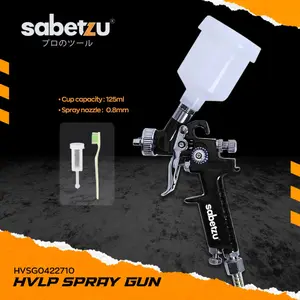 SABETZU Spraygun HVLP Gravity Mini 125ML Airbrush Semprotan Cat Angin - Spray Gun Mini Gravity Nozzle HVLP Airbush 0.8MM - Alat Penyemprot Cat Kompresor Angin - Penyemprot Body Mobil Motor - Alat Penyemprot Cat Body Repaint Repair Kendaraan