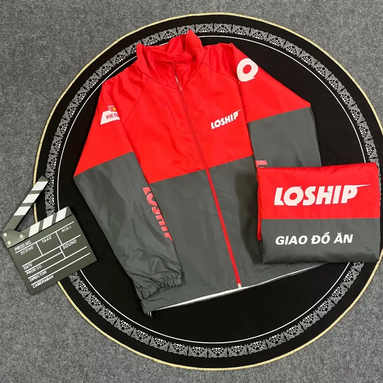 Áo khoác nam nữ LOSHIP kiểu shipper chất dù 2 lớp cổ đứng túi ngoài có khóa kéo Menswear Jacket