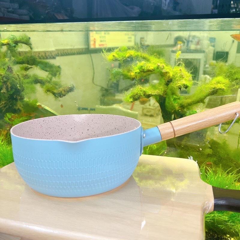 Chảo Sâu Lòng Chống Dính 18cm Chiên Xào Nấu, Quánh Sâu Lòng Tay Cầm Gỗ Tiện Lợi 3