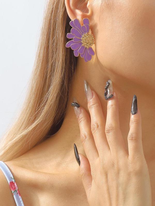Vintage Flower Design Dangle Earrings, Fashionable Jewelry for Women, Trendy All-match & Exquisite Jewelry for Birthday Gift 4