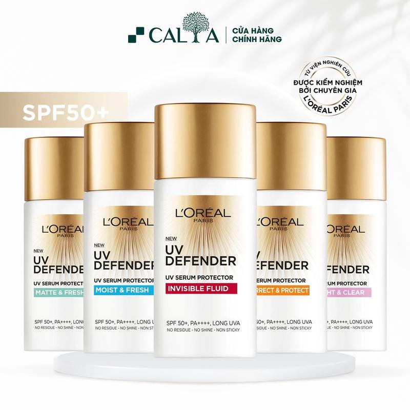  Kem Chống Nắng L'oreal X20 Thoáng Da Mỏng Nhẹ Bảo Vệ Tối Ưu - Loreal Paris Uv Defender Serum SPF 50+ PA ++++ 50ml 