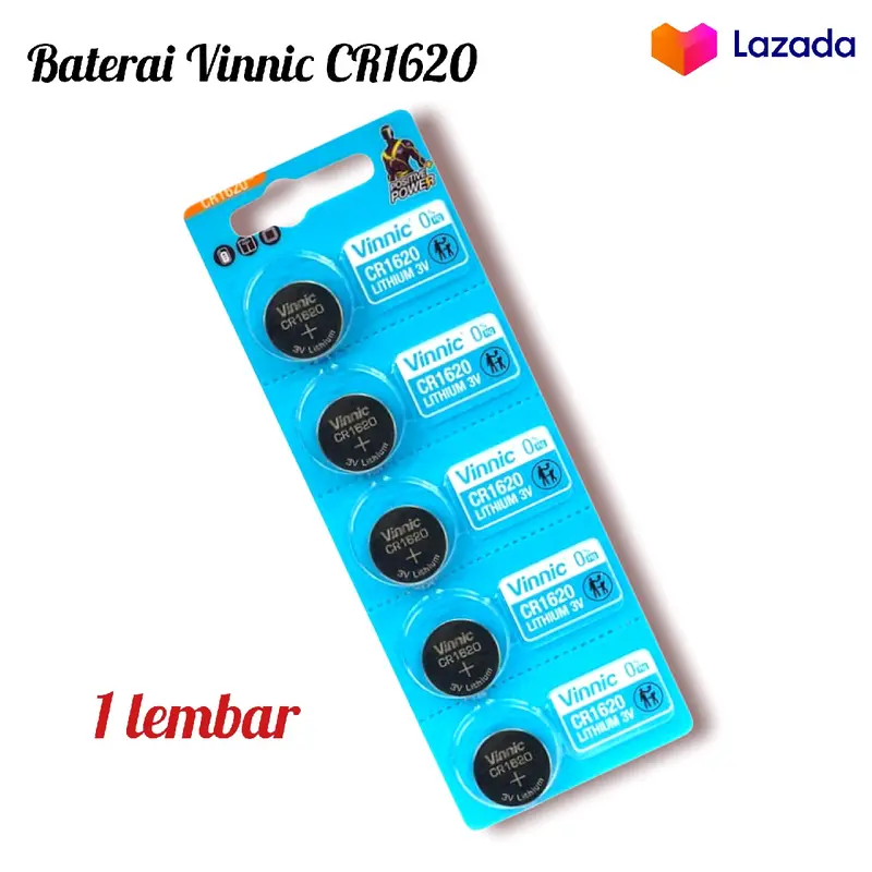 FELI WATCH STORE - Baterai CR1620 Lithium 3V Vinnic Original (1 lembar) - Battery / Batre Baterai Batu Remot Mobil CR1620 Sigra Calya Avanza Xenia Mobilio Brio Brv Jazz 2