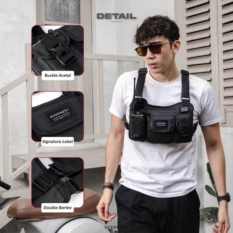 Evernext - Chest Bag Waterproof Trevor Tas Dada Tactical Rig Bag Outdoor Tas Pelindung Dada Motor Biker Sepeda Pria 4