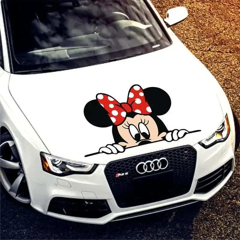 Hình dán ô tô chuột Mickey, thiết kế sáng tạo và cá nhân hóa, hình dán cửa và đuôi, hình dán trang trí vết xước, theo chủ đề Mickey Minnie
