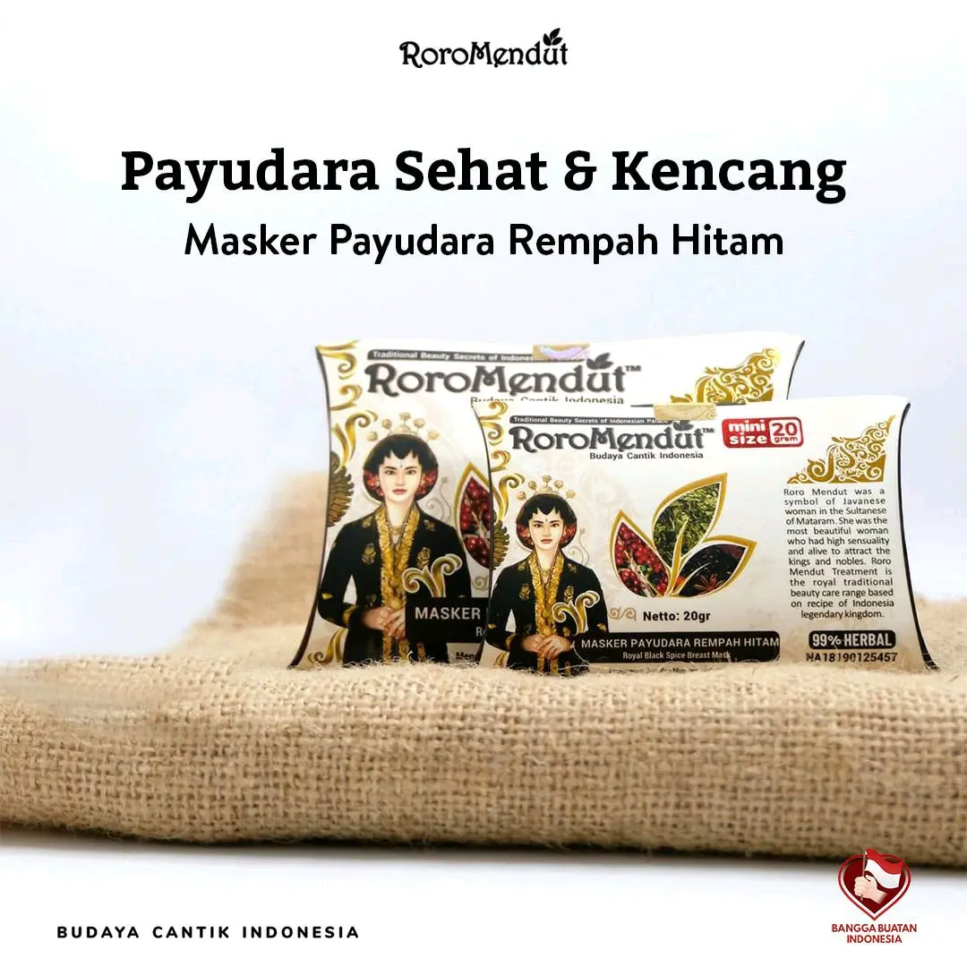 MASKER KHUSUS WANITA DUO KEMBAR RACHEL & SAMANTHA RORO MENDUT PYD REMPAH HITAM Organik Mengencangkan