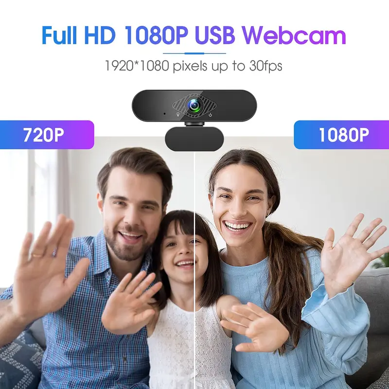 USB Powered Webcam, 1080P Streaming Webcam with Microphone, Plug & Play Webcam for Video Call, Learning, Conference, Compatible with PC, MAC, Laptop, Monitor Camera, Home Office 6