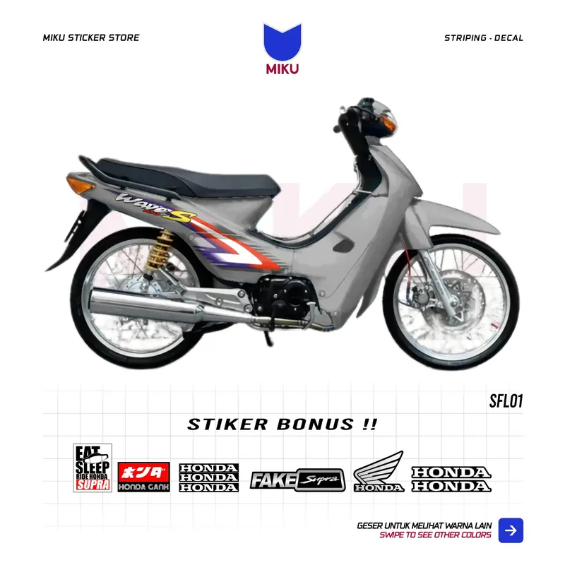 STICKER WAVE 100 S STRIPING SUPRA FIT LAMA 2003 2004 2005 MOTIF ORI VARIASI STIKER MOTOR SUPRA FIT LAMA STICKER WAVE 100 S ORI VARIASI Motorcycle 5