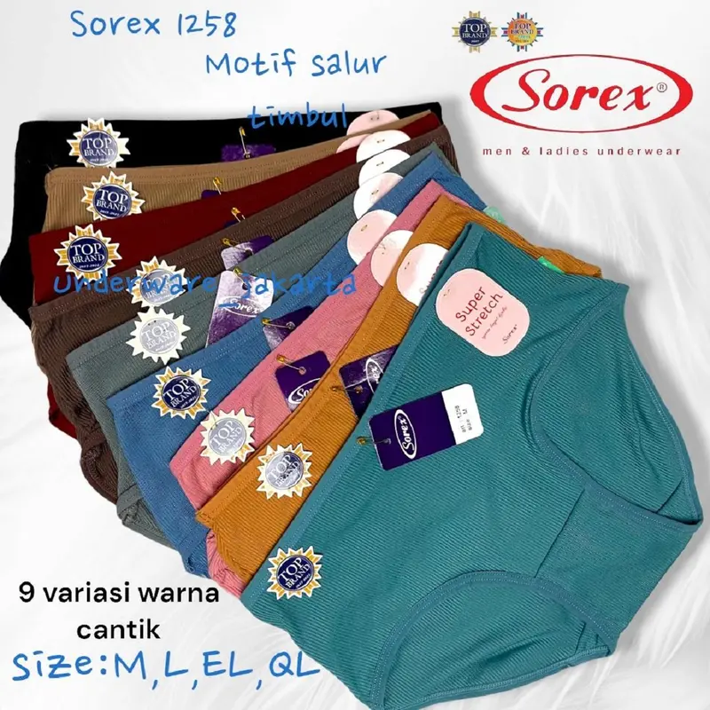 Cd Wanita Remaja Dewasa Sorex 1258 Karet Lembut / Celana Dalam Wanita Remaja Dewasa Cutting Midi motif Salur Timbul Karet Katun 0