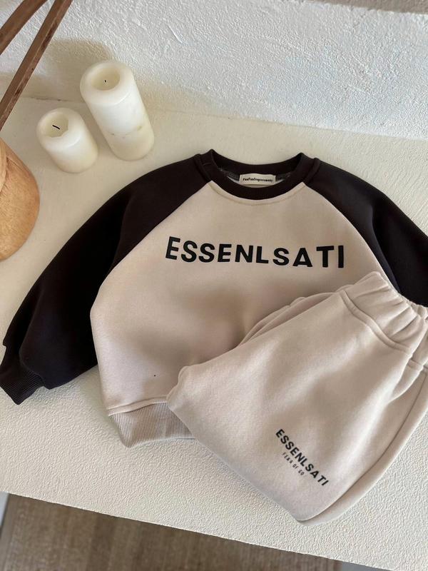 Bộ quần áo nỉ bông ESSEN cực cool cho bé mặc thu đông 8-18kg