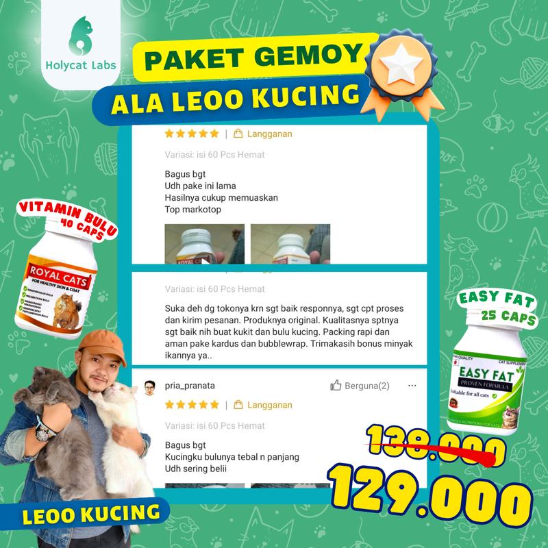 Holycatlabs Paket Vitamin Kucing Gemuk Bulu Gondrong ala LEO KUCING 3