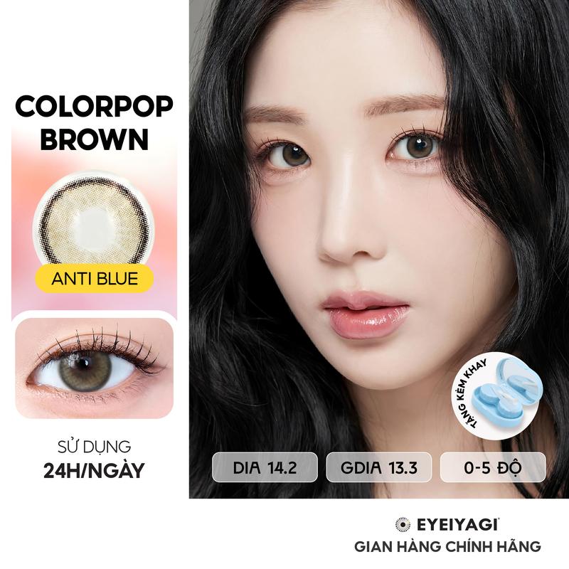EYEIYAGI - Kính áp tròng chống ánh sáng xanh COLORPOP BROWN