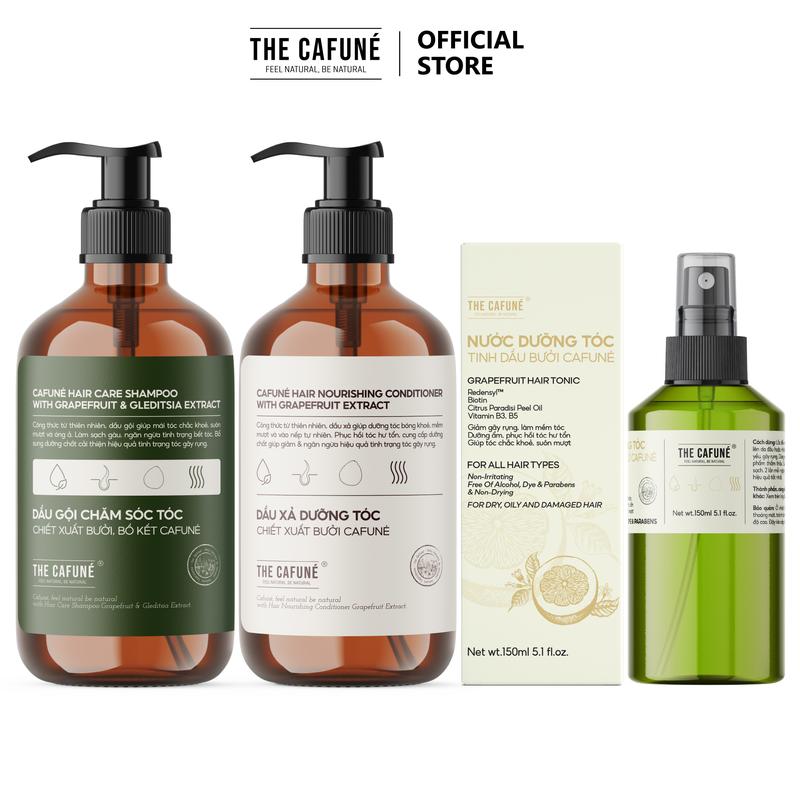 Combo Dầu Gội Bưởi, Bồ Kết, Dầu Xả The Cafuné 480ml Dưỡng Tóc Dầu Gội & Dầu Xả Không Chứa Paraben và Silicone