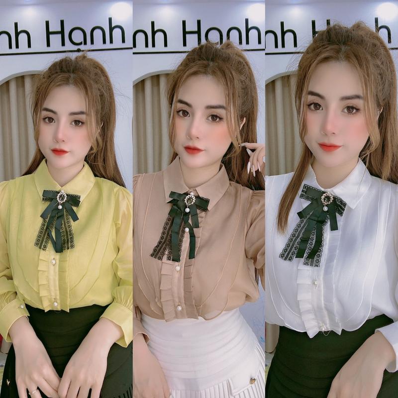 D18, sơ mi tặng kèm nơ đen, áo sơ mi công sở