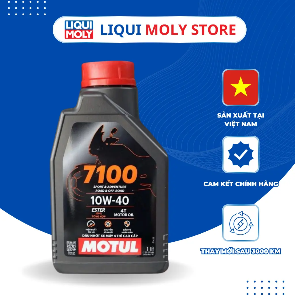 Dầu Nhớt Motul 7100 10W40 Nhớt Tổng Hợp Gốc ESTER cho xe số, côn tay, phân khối lớn, API:SP