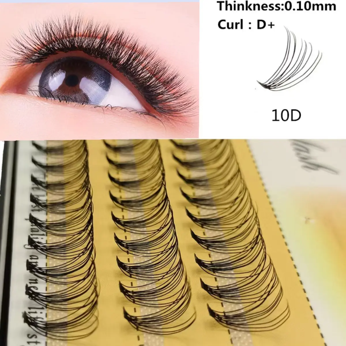 ประเทศไทยจุดขนตาปลอม 0.10 10P hot Melt Grafted ผมหุ่นไล่กาขนตาปลอมธรรมชาติสามมิติ self-implanted ขนตา
