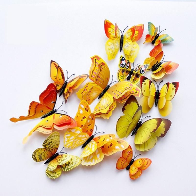 Product Introduction of 12pcs 3D Double Layer Butterflies Wall Stickers Living Room Decor Wedding Kids Room Decoration DIY Wall Art Stickers 18