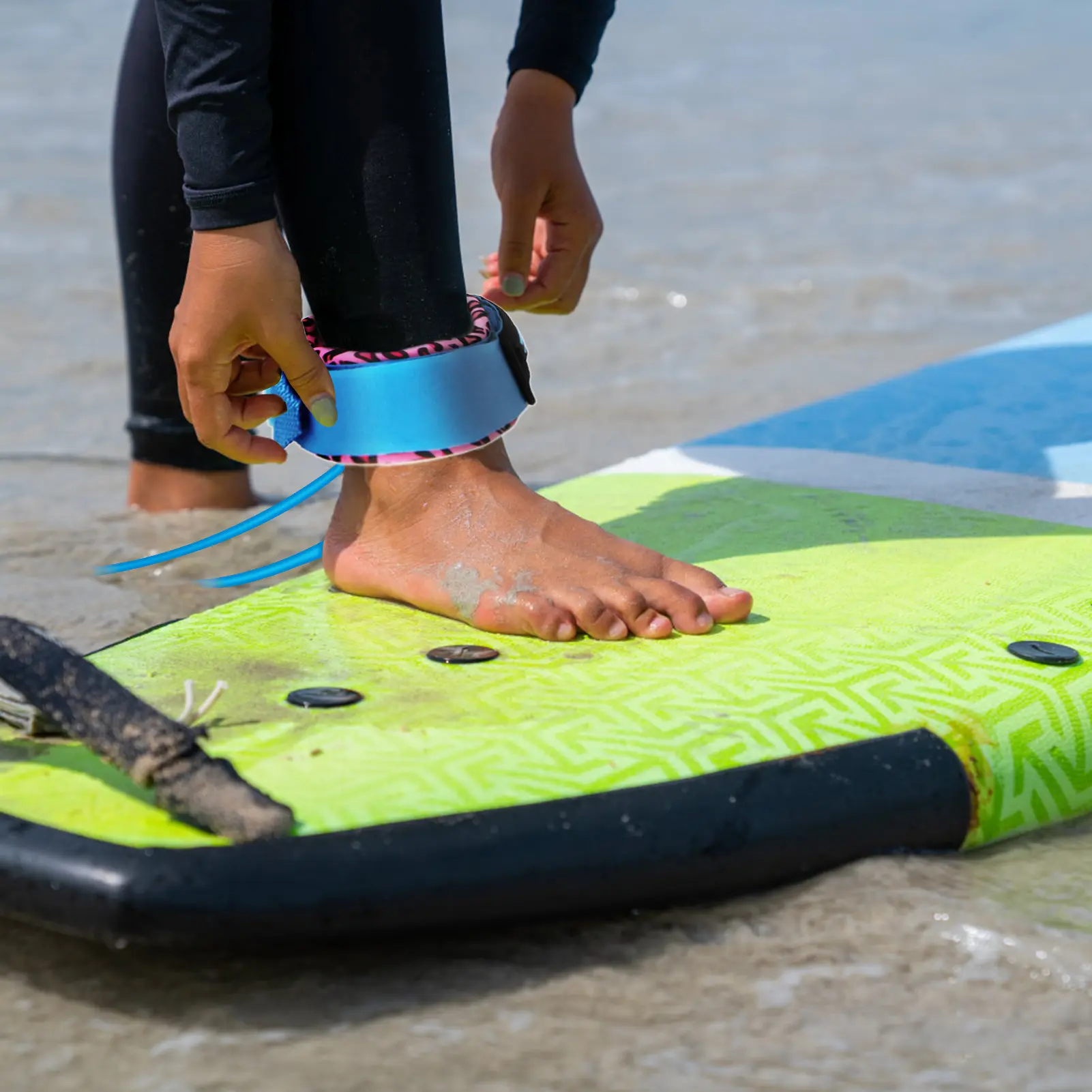 Boulk BK0001 Surfing Foot Rope Surf Leash 7mm Thick 6ft/8ft Straight Surfboard Leash SUP Board Leg Rope Water Sports Ankle Rope