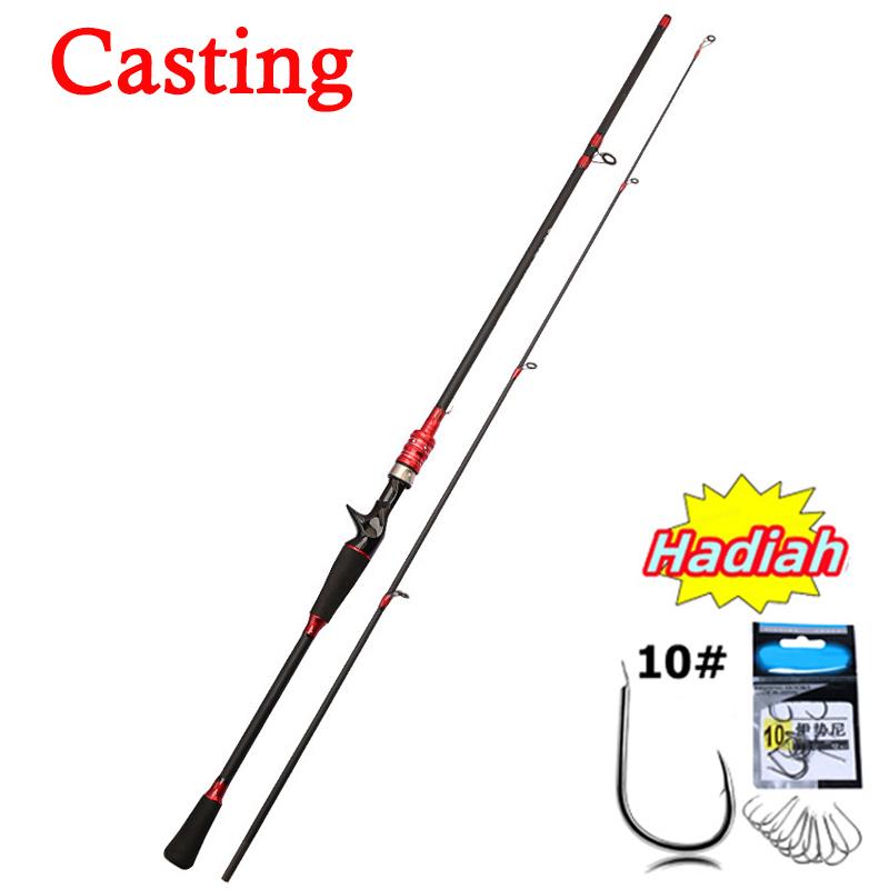 Joran Pancing Fishing Rod Suitable for Spinning Reel Bait Casting Reel Lure Rod Red Casting
