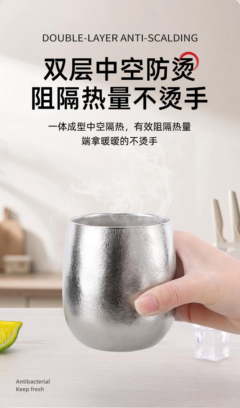 Product Introduction of Pure Titanium Water Cup Beer Coffee Milk Tea Cup Titanium Alloy Men and Women Couple Outdoor Thermal Cup Double Layer Camping 4