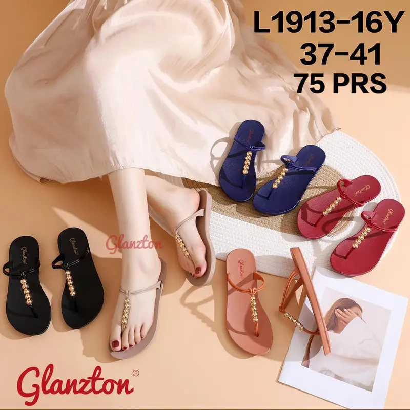 SANDAL JEPIT WANITA MOTIF MANIK EMAS GLANZTON JLT L1913 SENDAL CEWE 2