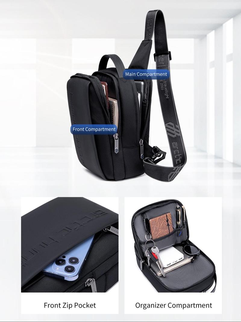 Product Introduction of Men's Letter Pattern Crossbody Bag, Casual Versatile Sling Bag for Men and Women, Fashionable Chest Bag for Daily Use 3
