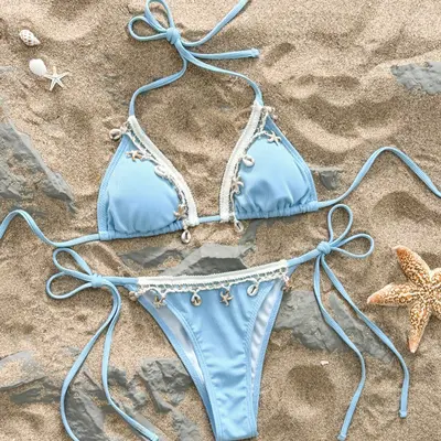 Bikini Bandeau SHENHE Women's Triangle String Bikini Set 2 Piece