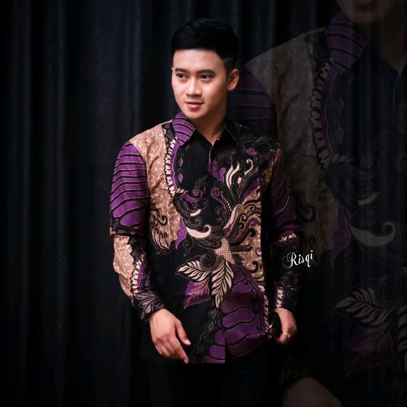 Kemeja Batik Pria Lengan Panjang Motif Sangkuriang Cowok Katun Nyaman Baju Pendek 2