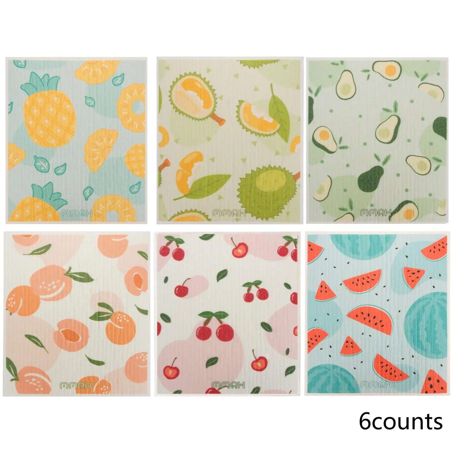 Fruit Pattern Dish Cloth (3/6pcs), Reusable Absorbent Cleaning Cloth, Swedish Kitchen Dishcloth, Quick Drying Washable Dish Towel For Home Kitchen