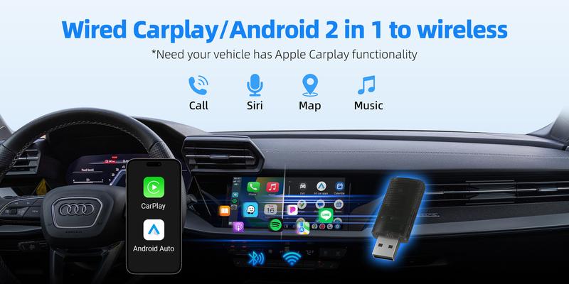 Product Introduction of New Cross-Border Source Factory Portable Wireless CarPlay Android Android Auto 2-in-1 0