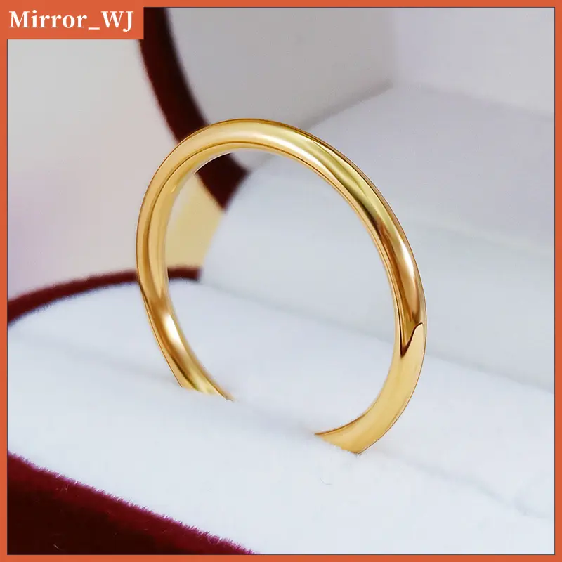 High-end Light-sensitive Surface Plain Titanium Steel Ring for Women, Minimalist Style, Simple Fashion, Light Luxury, 18K Gold Color Tail Ring, Index Finger Ring, Non-fading