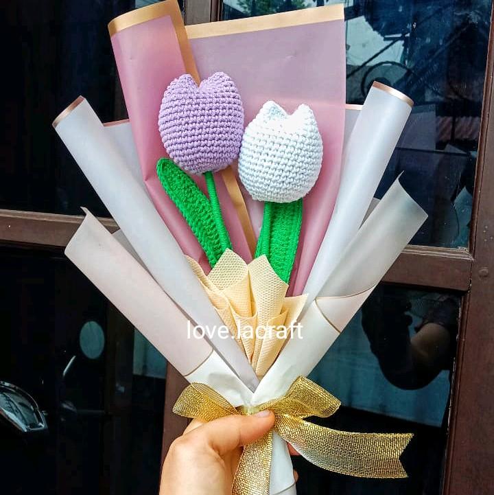 Custom Buket Bunga Rajut 2 Tulip | Crochet Flower Bouquet 4