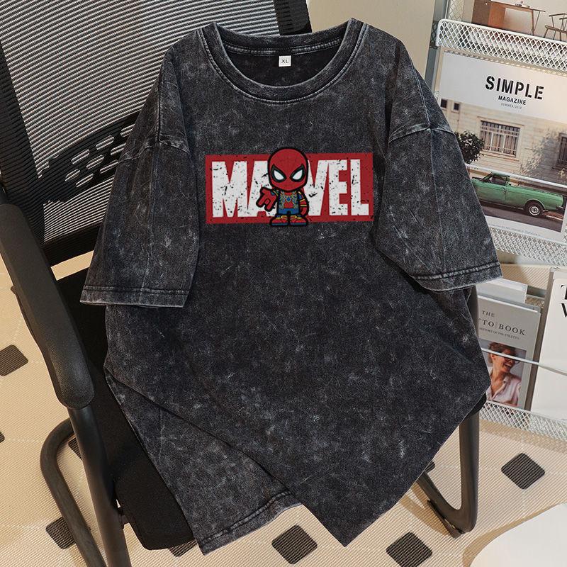 Product Introduction of 100% Cotton Fashion Trend Marvel Spider-Man Printed Couple Oversize Top for Women 1