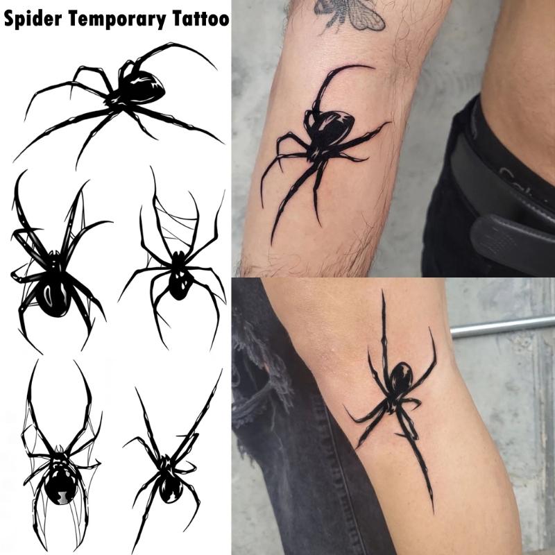 Hình Xăm Tạm Thời Không Thấm Nước, Nhện Đen, 1 Tờ, Hình Xăm Henna, Hình Xăm Tay Áo Làm Đẹp, Nhãn Dán 0